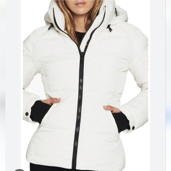 S13 White Kylie Hooded Duck Down Puffer Jacket Size L - Picture 2 of 10